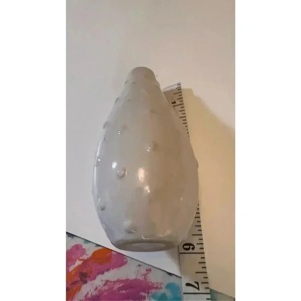 Bud Vase Matte cream White Art Pottery Gourd Pear Shape MCM Raised Dots Numbered